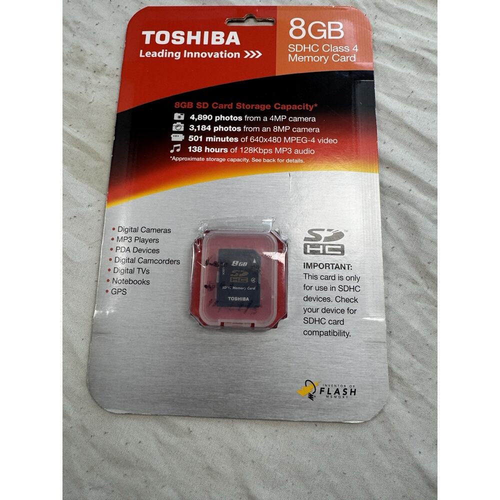Toshiba 8GB SDHC Class 4 Memory Card Camera GPS MP3